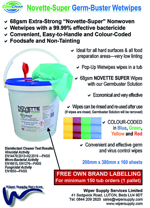 Wiper Supply Services - Novette Super Germ-Buster wetwipes